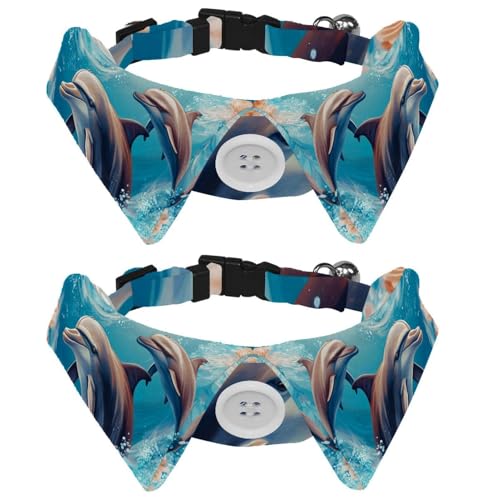 Delfin-Hundehalsband mit Fliege, verstellbar, niedliches Revers-Design, Fliege, Haustierhalsband für kleine Hunde, Welpen und Katzen, 2 Packungen Delfin-Hundehalsband mit Fliege, verstellbar, niedliches Revers-Design, Fliege, Haustierhalsband für kleine Hunde, Welpen und Katzen, 2 Packungen von RODAILYCAY