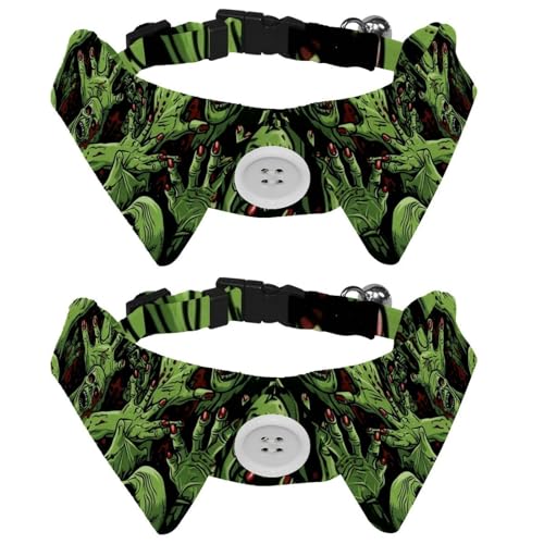 Halloween-Hundehalsband, Zombie-Hand, verstellbares Katzenhalsband mit Fliegen, niedliche Haustier-Fliege für mittelgroße Hunde, Katzen, Welpen, Kaninchen, Kätzchen, 2 Stück Halloween-Hundehalsband, Zombie-Hand, verstellbares Katzenhalsband mit Fliegen, niedliche Haustier-Fliege für mittelgroße Hunde, Katzen, Welpen, Kaninchen, Kätzchen, 2 Stück von RODAILYCAY