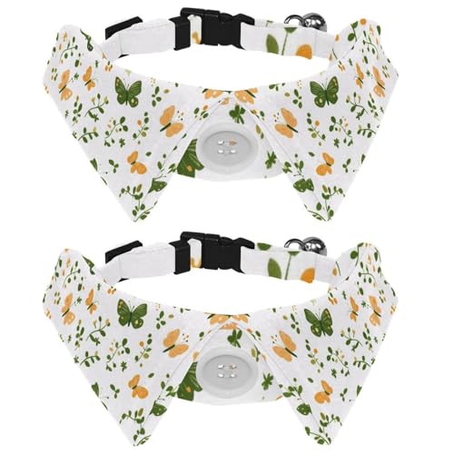 Hundehalsbänder für mittelgroße Hunde, grün-gelber Schmetterling und Blume, Fliege mit Kunststoffschnalle, Halsband-Shirts für Haustier-Fliegen, Halsumfang 28,4–31 cm, 2 Stück Hundehalsbänder für mittelgroße Hunde, grün-gelber Schmetterling und Blume, Fliege mit Kunststoffschnalle, Halsband-Shirts für Haustier-Fliegen, Halsumfang 28,4–31 cm, 2 Stück von RODAILYCAY