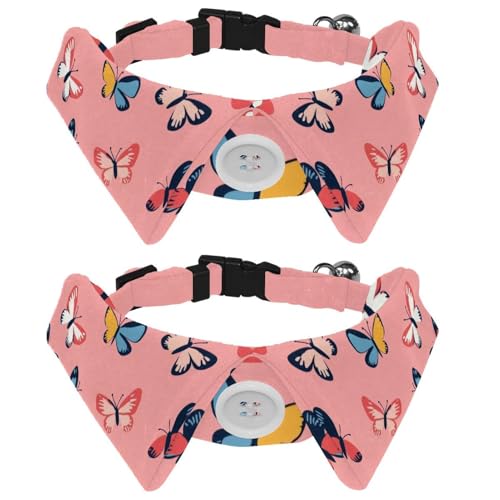 Hundehalsbänder mit Schmetterlingsmuster, mit Fliege und Glöckchen, verstellbare Katzenfliege, Halsband für kleine, mittelgroße Jungen und Mädchen, Haustiere, Welpen, Kätzchen, 2 Stück Hundehalsbänder mit Schmetterlingsmuster, mit Fliege und Glöckchen, verstellbare Katzenfliege, Halsband für kleine, mittelgroße Jungen und Mädchen, Haustiere, Welpen, Kätzchen, 2 Stück von RODAILYCAY