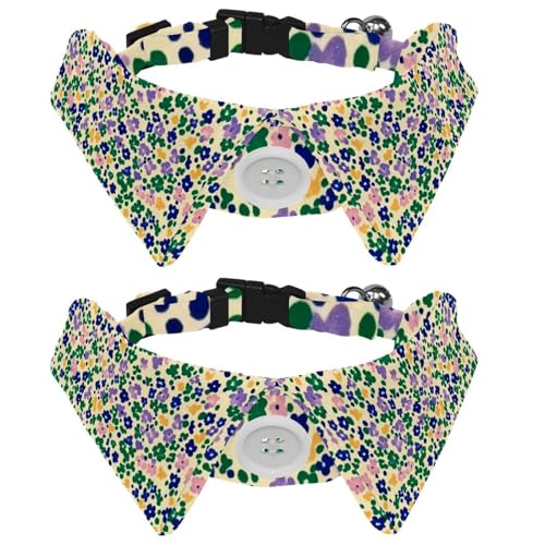 Hundehalsband mit Fliege, buntes Blumenmuster, Hemd-Stil, Haustier-Fliege, verstellbares Katzenhalsband für kleine Hunde, Welpen, Katzen, Kaninchen, 2 Packungen von RODAILYCAY