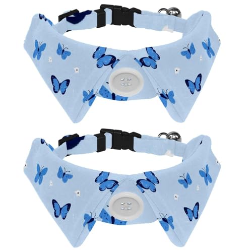 Hundehalsband mit Fliege, buntes Schmetterlingsmuster, für Mädchen und Jungen, mit Fliege, für kleine und mittelgroße Welpen, Kätzchen, Kaninchen, 2 Packungen Hundehalsband mit Fliege, buntes Schmetterlingsmuster, für Mädchen und Jungen, mit Fliege, für kleine und mittelgroße Welpen, Kätzchen, Kaninchen, 2 Packungen von RODAILYCAY