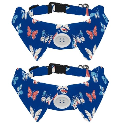 Hundehalsband mit Schmetterlingsmuster, Revers-Stil, Pfoten-Hundehalsband mit Fliege, verstellbare Haustier-Fliegen für kleine, mittelgroße Hunde und Katzen, 2 Stück Hundehalsband mit Schmetterlingsmuster, Revers-Stil, Pfoten-Hundehalsband mit Fliege, verstellbare Haustier-Fliegen für kleine, mittelgroße Hunde und Katzen, 2 Stück von RODAILYCAY