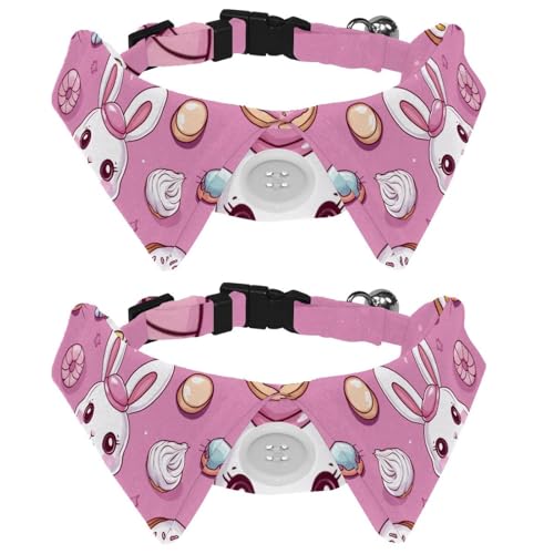 Hundehalsband mit niedlichem Hasen-Donut-Hintergrund, mit Fliege und Glöckchen, verstellbare Katzenfliege, Halsband für kleine, mittelgroße Jungen und Mädchen, Haustiere, Welpen, Kätzchen, 2 Stück Hundehalsband mit niedlichem Hasen-Donut-Hintergrund, mit Fliege und Glöckchen, verstellbare Katzenfliege, Halsband für kleine, mittelgroße Jungen und Mädchen, Haustiere, Welpen, Kätzchen, 2 Stück von RODAILYCAY