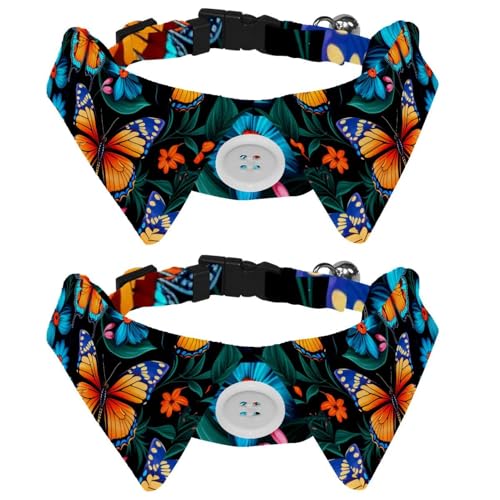 Schöne Schmetterlings-Halsbänder für Kätzchen, Samt, Welpen, Hunde, Fliege, Halsband, verstellbar, formelle Haustier-Smoking-Fliegen für Jungen, Mädchen, Hunde, Katzen, 2 Stück Schöne Schmetterlings-Halsbänder für Kätzchen, Samt, Welpen, Hunde, Fliege, Halsband, verstellbar, formelle Haustier-Smoking-Fliegen für Jungen, Mädchen, Hunde, Katzen, 2 Stück von RODAILYCAY
