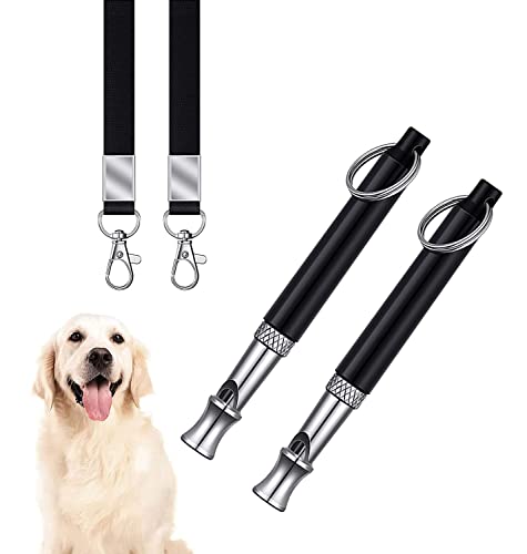 Hundepfeife, 2 Stück, schwarze Hundepfeife, um das Bellen zu stoppen, für Hunde, professionelle Rückruf-Hundetrainingspfeife, verstellbare Ultraschall-leise Hundepfeife, um das Bellen zu stoppen, von ROFAKU