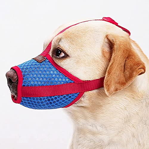 Hundemaulkorb, Verstellbarer Mesh Hundemaulkorb, bequemer atmungsaktiver Hundemaulkorb, mit Overhead Strap, verhindern Sie Beißen, Bellen und Kauen fünf Größen (Medium) von ROFRA