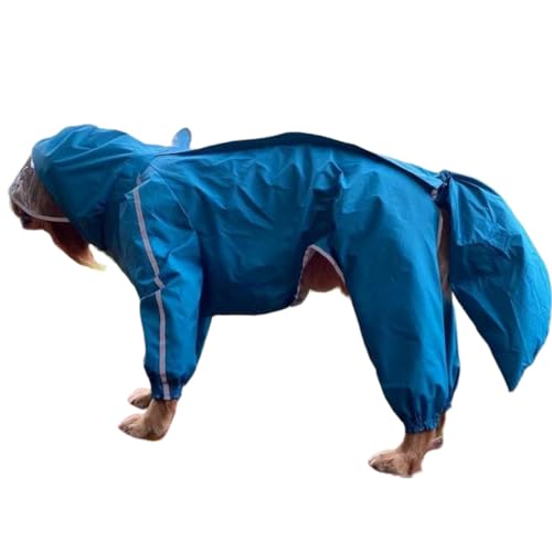 Hund Regenmantel,Haustier Regenmantel, Großer Hunderegenmantel, reflektierender, wasserdichter Hunderegenmantel, leichte Hunderegenjacke mit Kapuze, vollständige Abdeckung, Hunderegenmäntel(Blue male, von ROJDFCNBW