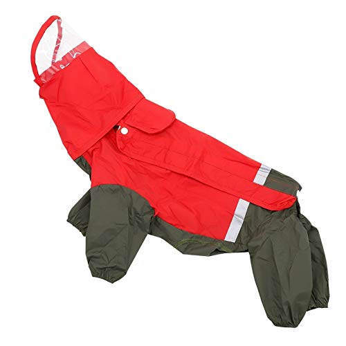 Hund Regenmantel,Haustier Regenmantel, Hunderegenmantel, reflektierender, wasserdichter Overall mit Kapuze, Regenmantel for kleine, mittlere und große Hunde(Red,12) von ROJDFCNBW