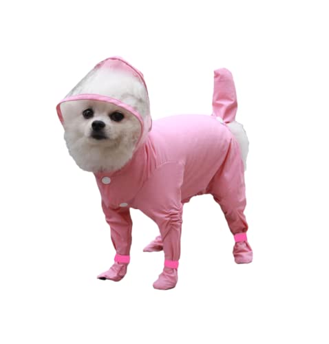 Hund Regenmantel,Haustier Regenmantel, Hunderegenmantel, wasserdicht, Hunderegenstiefel, vollständige Abdeckung, Kleidung for kleine Hunde, Yorkie-Kostüm, Welpen-Overall, Haustier-Regenmantel(Pink,L) von ROJDFCNBW