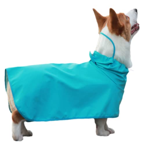 Hund Regenmantel,Haustier Regenmantel, Hunderegenmantel, wasserdicht, weich, atmungsaktiv, Hunderegenjacke mit Kapuze, Hunderegenmantel for kleine, mittelgroße und große Hunde(Blue,3XL) von ROJDFCNBW