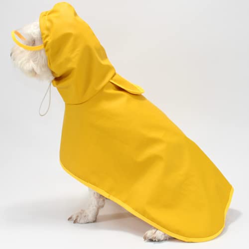 Hund Regenmantel,Haustier Regenmantel, Hunderegenmantel, wasserdicht, weich, atmungsaktiv, Hunderegenjacke mit Kapuze, Hunderegenmantel for kleine, mittelgroße und große Hunde(Yellow,2XL) von ROJDFCNBW