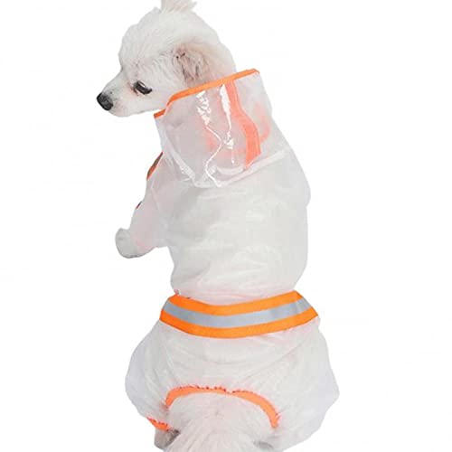 Hund Regenmantel,Haustier Regenmantel, Hunderegenmantel Wasserdicht Vierbeiniger Reflektierender Kapuzenmantel Regendichte Haustierversorgung Outdoor-Welpenkatzenjacke(Orange,L) von ROJDFCNBW