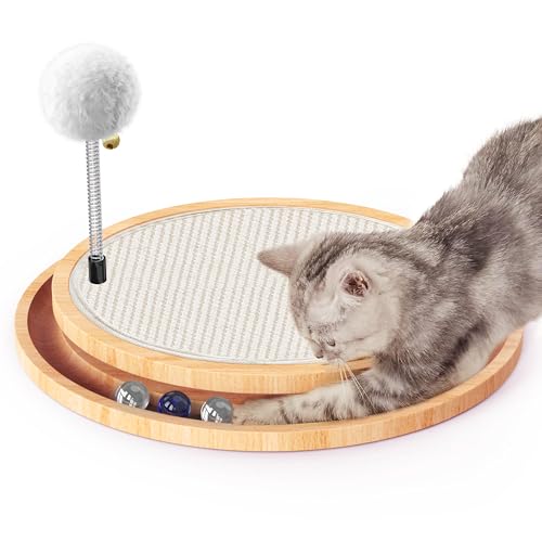 Cat Scratcher, Cat Natural Sisal Scratching Pad, Kitten Interactive Toy with Ball Track Spring Ball for Chasing Hunting Mental Physical Exercise Puzzle von ROLUFY