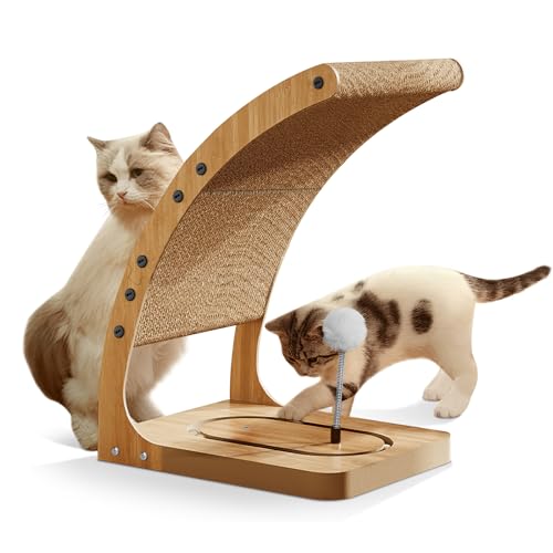 Katzenkratzer, Premium Cat Scratch Pad mit solidem mattiertem Rahmen und Drehteller Spielzeug, vertikal gebogener Katzenkratzer für Indoor-Katzen, austauschbares Katzenkratzen von ROLUFY