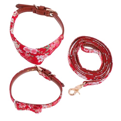 ROMISBABA 1 Haustierleine dreiecksschal dreieckschal Haustiermode haustierbedarf bodentrampolin Outdoor Käfige Kette doppelt Kabel Haustierhalsband mit Leine Haustierhalsband mit Seil rot von ROMISBABA