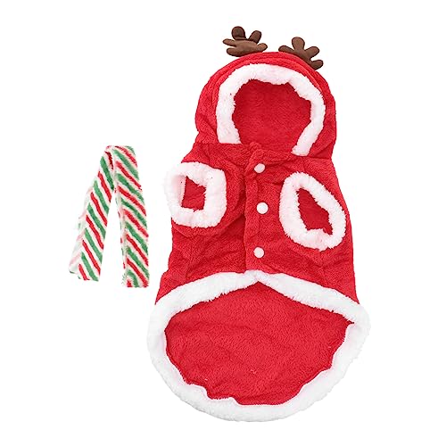 ROMISBABA 1 Satz Haustier Hund Weihnachten Elch Kleidung Set -Hoodie Weihnachts-Hundeshirt hundewintermantel Hunde weihnachtshalstuch Weihnachtshaustierkleidung Haustier Halstuch rot von ROMISBABA