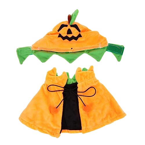 ROMISBABA 1 Satz Haustier-umhang Haustier-Cosplay-Outfit Haustier-Cosplay-kostüm Katzen-Cape-Hut-kit Halloween-haustierzubehör Haustier-kürbis-Mantel-Hut Hut Für Katze Kleider Orange Plüsch von ROMISBABA