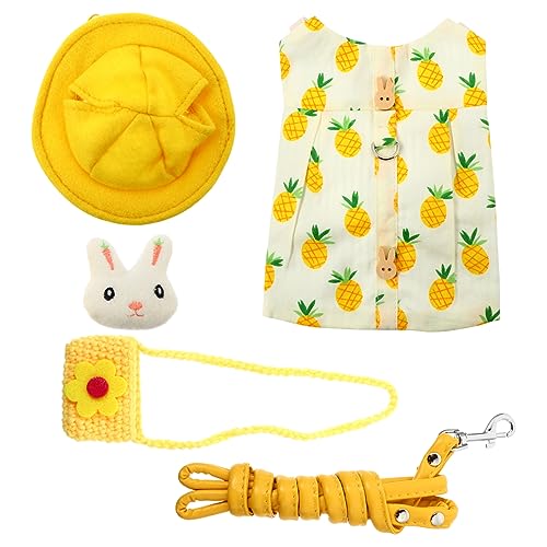 ROMISBABA 1 Satz Kaninchenleine Tasche Hasengeschirr Hasenleine u Kaninchenstall Kaninchenkäfig Eichhörnchen Weste Hasenweste Figuren Plüsch Hasen-Accessoires Hund Baumwolle Yellow von ROMISBABA