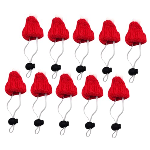 ROMISBABA 10st Tierdekorationshut Haustiermütze Aus Wolle Bartagamen Weihnachtskostüm Frettchen Weihnachtsmütze Strickmütze Für Haustiere Mini-Tier-weihnachtsmütze Dekorative Kappe Rot Stoff von ROMISBABA