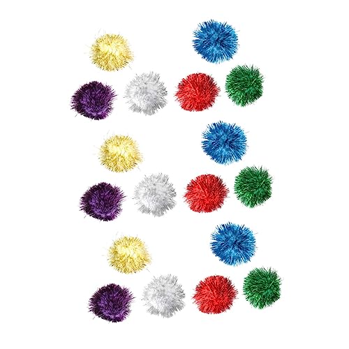 ROMISBABA 18Stücke Glitter Pom Pom Bälle Für Katzen Interaktives Lametta Katzenspielzeug Zufällige Farben Für Katzenbeschäftigung Und Teaser Spiele von ROMISBABA