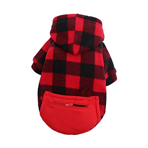 ROMISBABA 1stk Haustier Mantel Weihnachtshaustierbekleidung Hundepullover Kariertes Hundeoutfit Welpen-kit Winterjacken Hunde-Hoodie Für Mittelgroße Hunde Kleine Hundeweste Rot Polyester von ROMISBABA