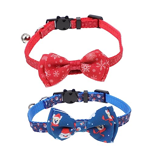 ROMISBABA 2St Haustierhalsband Verstellbarer Kätzchenkragen Weihnachtskatzenhalsband Katzen katzenhalsbänder Weihnachtshalsbänder für Hunde Kragen mit weihnachtlichem Muster von ROMISBABA