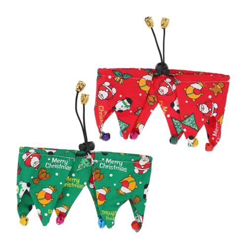 ROMISBABA 2St Haustierhalsband Weihnachtshundebindungen Weihnachtshaustier Kätzchen Weihnachtskragen weihnachtsmotiv pet Supplies Hund verstellbares Halsband Halsring für Haustiere Stoff von ROMISBABA