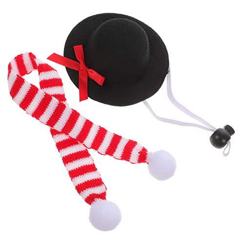 ROMISBABA 2St Haustiermütze Schal Welpen-Outfits Weihnachtszubehör für Haustierkostüme Weihnachtskostüm für Katze Haustierhut Haustierschal Weihnachtshundemützen Hundekopfschmuck Stoff Black von ROMISBABA