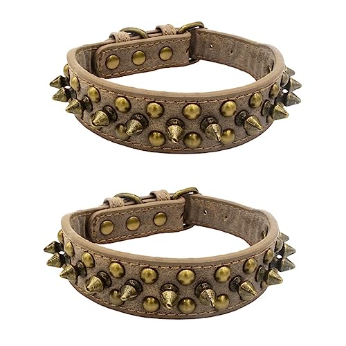 ROMISBABA 2St Nieten hundehalsband XS-Kragen Haustier Hundehalsband Kettenblatt Niethalsband für Hunde bequemer Kragen Warnweste personalisiert hundezubehör Hunde Halsband Hunde zubehör Grey von ROMISBABA