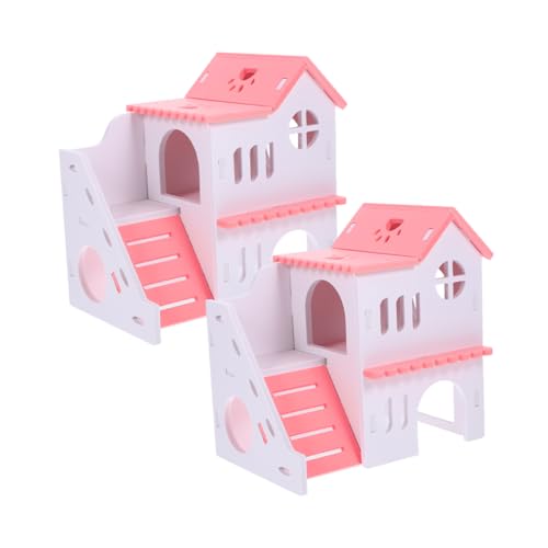 ROMISBABA 2st Hamster Doppel Villa Hamsterzubehör Hamsterversteck Mit Kletterleiter Meerschweinchen-Villa-Spielzeug Für Hamster Villa Im Hamsterkäfig Hamsterhaus Kleintierversteck PVC von ROMISBABA