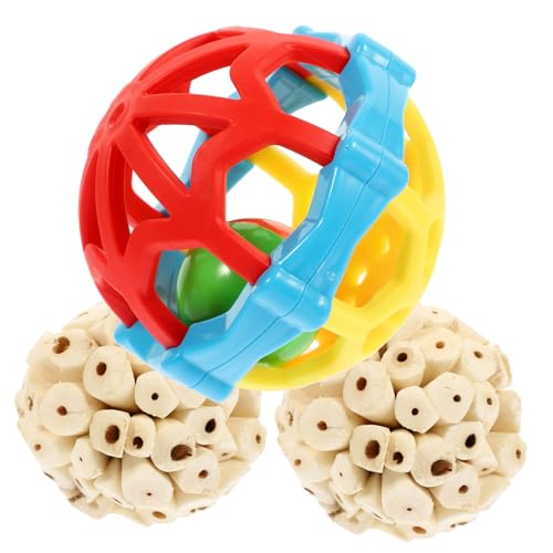 ROMISBABA 3 STK Vogel Spielzeugball Vogelspielzeug für Sittiche Papageien-Intelligenzspielzeug Vogelspielzeug zum Kauen Bird Toys Vogelball für Papageien Conures-Spielzeug Vogelbälle Gummi von ROMISBABA