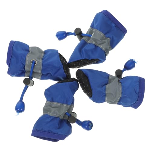 ROMISBABA Stiefel für Hunde 4er-Pack wasserdichte Haustierschuhe blau Größe S rutschfeste Sohlen zum Wandern Laufen und Gehen von ROMISBABA