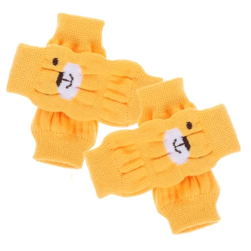 ROMISBABA 4 Stück Haustier Socken Rutschfester Beinschutz Für Welpen Süße Tiersocken Haustier-socken-Leggings Haustier-Leggings Für Hunde Hunde-Leggings Welpensocken Baumwolle Yellow von ROMISBABA