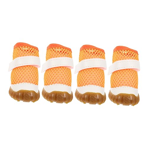 ROMISBABA 4 Stück Haustierschuhe Atmungsaktive Hundeschuhe Regenstiefel für Hunde Haustier Stiefel Hund läuft pet Supplies Paws pfotenschutz Welpenzubehör dekorative Hundestiefel PVC Orange von ROMISBABA