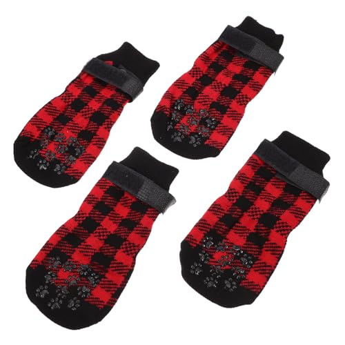 ROMISBABA 4 Stück Haustiersocken Welpenpfotenschutz Gestrickte Hundesocken Hundepfoten Weihnachts Hundegriffsocken Schuhe Für Hunde Warme Baumwolle Hundesocken Weihnachten Katze von ROMISBABA