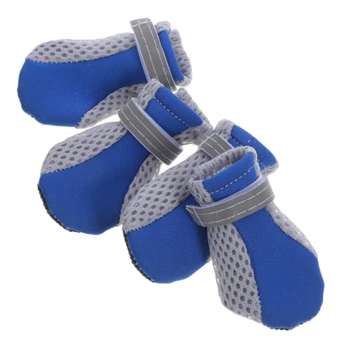 ROMISBABA 4 Stück Mesh-Schuhe für Welpen Dog Shoes for small Dogs hundeschuhe Outdoor Blaue Hundeschuhe schützende Haustierschuhe Schuhe für kleine Hunde atmungsaktives Netz Blue von ROMISBABA