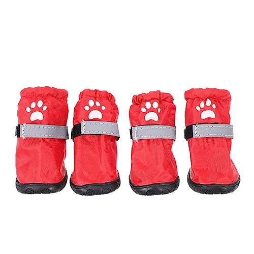 ROMISBABA 4 Stück Regenstiefel für Haustiere wasserdichte Stiefel für Haustiere wasserdichte hundeschuhe Dog Shoes Reflektierende Hundeschuhe Haustier Hund Fußschutz Hundestiefel Polyester von ROMISBABA