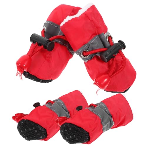 ROMISBABA 4 Stück Nicht-Haustier-Schuhe Welpen-hundestiefel – Hundeschuhe mit Warmem Futter für Regen Schnee Outdoor von ROMISBABA