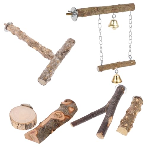 ROMISBABA 6St Vogelständer-Set Holz Spielzeug holzspielzeug Vogelkäfig Barsche Vogel sitzstange Holz schaukel Sittiche Sitzstangenspielzeug Nymphensittich Spielzeug Vogel Stehen hölzern von ROMISBABA