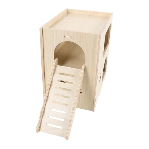 ROMISBABA Hamsterhütte aus Massivholz meerschweinchen Schloss Hamsterversteck Hamsterhaus Hamster Holzhaus Hamster Versteck Haustier schlafhaus Haustiere trainieren Spielzeug Beige von ROMISBABA