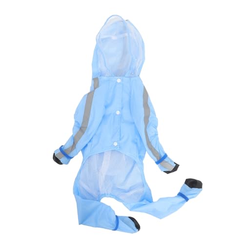 ROMISBABA Hund Regenmantel Wasserdichter Hunderegenmantel Reflektierender Hunderegenmantel Welpenmantel Regenmantel für Haustiere Hunderegenjacken für mittelgroße Hunde Hundeponcho Sky-Blue von ROMISBABA