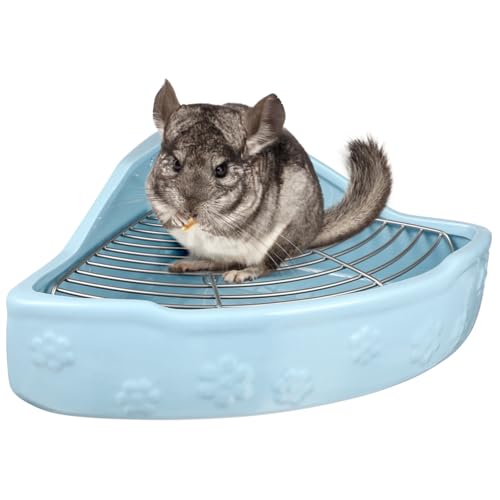 ROMISBABA Kaninchen-Keramik-Toilette Töpfchen Guinea-bettwäsche Hamster Einstreu Für Kleintiere Igel Katzentoilette Fächerförmige Haustierstreu Chinchilla Eckstreuwanne Kleintierbedarf Blue von ROMISBABA