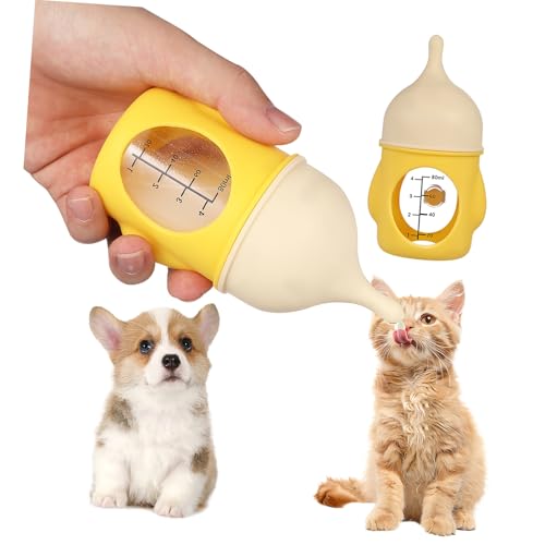 ROMISBABA PET-Flasche katzenpflege Kätzchen Milchflasche Flasche für Neugeborene Katzen Nuckelflasche Kätzchenflaschen zum Stillen von Neugeborenen Katzenflaschen für Kätzchen STK Yellow von ROMISBABA