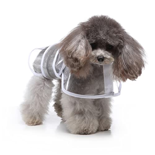 ROMISBABA Reflektierende Regenbekleidung für Hunde hunderegenmantel Dog rain Jacket Dog Raincoats Dackel Haube Hunde-Hoodie wimperntusche Haustier Hund Overall Haustier Hund Regenmantel Weiß von ROMISBABA