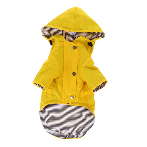 ROMISBABA Regenmantel Für Haustiere Welpe Vlies Regenbekleidung Für Haustiere Regenponcho Für Kleinen Hund Donnerjacke Für Hunde Zwinger Kalt Mit Kapuze Puffer Hund Kühlung Polyester Yellow von ROMISBABA