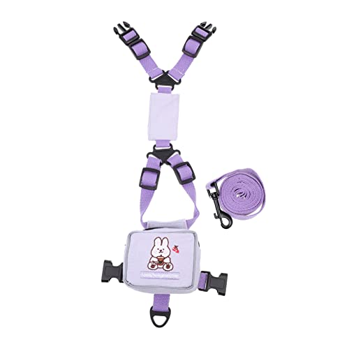 ROMISBABA Rucksack Für Haustiere Gehendes Katzengeschirr Für Haustierleinen Hundeleine Weste Cartoon-Rucksack-Geschirr Welpe Bling Leine Katzengeschirr Und Leine Polyester Violett von ROMISBABA