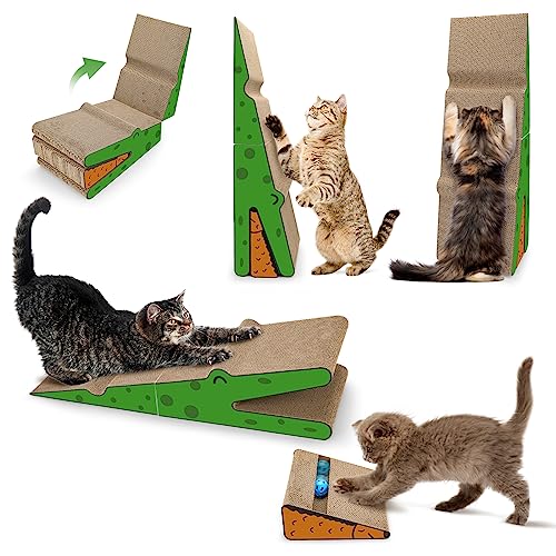 Original Kombination Ecke Katzenkratzbaum Lounge Pfosten Große Kratzbox Wellpappe Kratzpad Neigung Haustier Kratzer für Indoor Katzen Möbelschutz Trainingsspielzeug von ROMOHOM