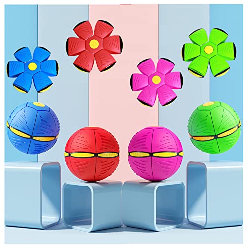 ROMOZ Fliegende Untertasse Ball Hundespielzeug, Hundespielzeug BäLle Es Gibt Bunte Lichter Hundeball UnzerstöRbar, Interaktives Hundespielzeug,4PCS von ROMOZ