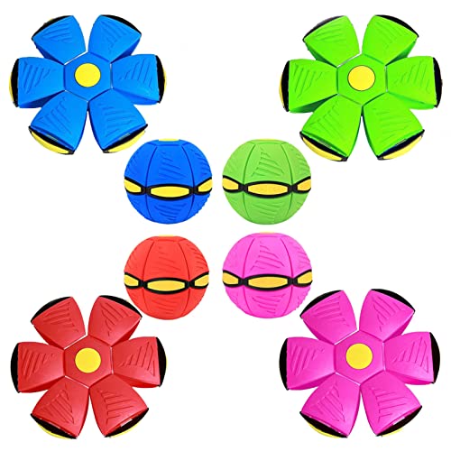 ROMOZ Fliegende Untertassenkugel FüR Hunde, Hundeball UnzerstöRbar Es Gibt Bunte Lichter Spielball Hund, Langlebige HundebäLle FüR Kleine MittelgroßE Hunde,4PCS von ROMOZ